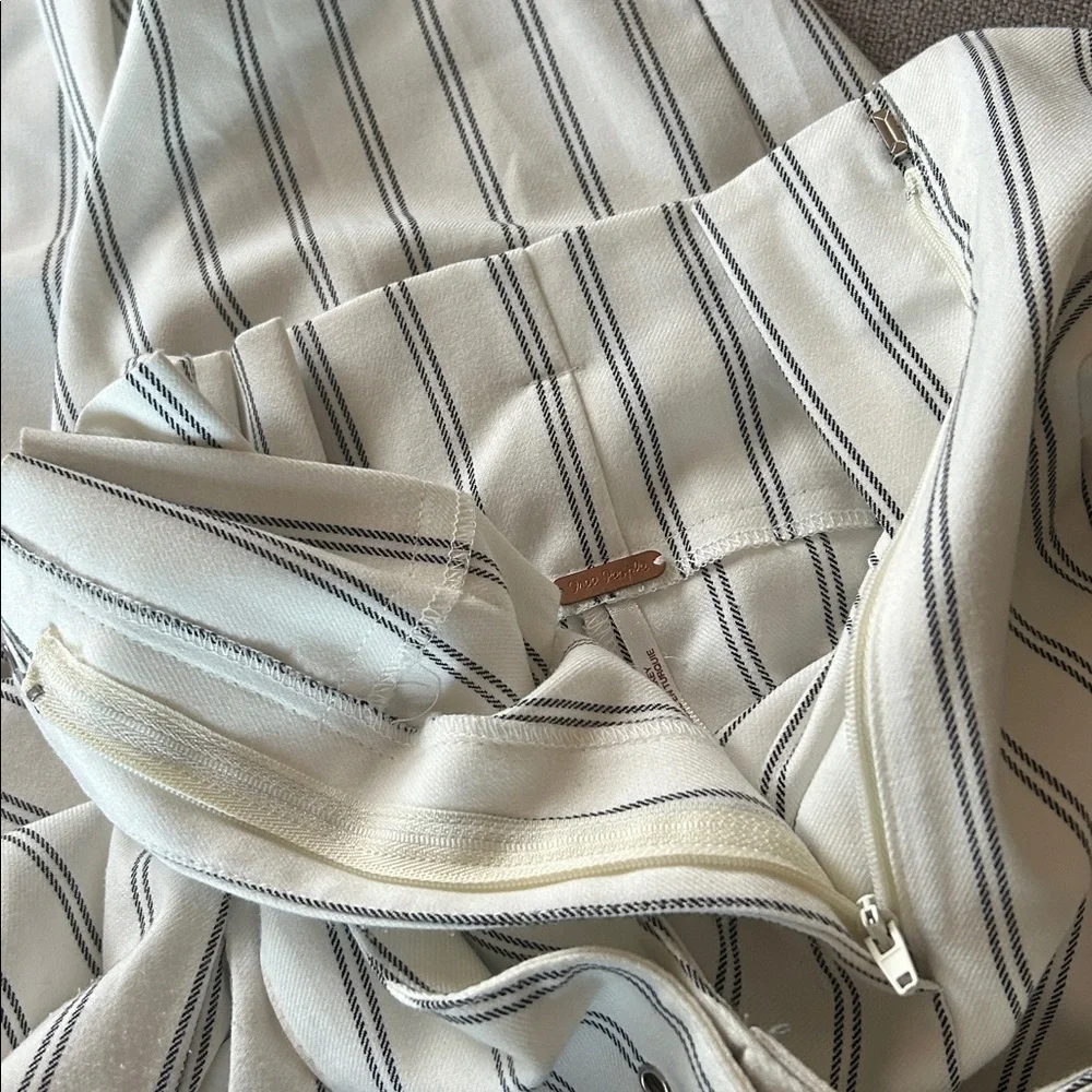 Free People Paperbag High Waisted Pinstripe Wide Leg Crop Pants